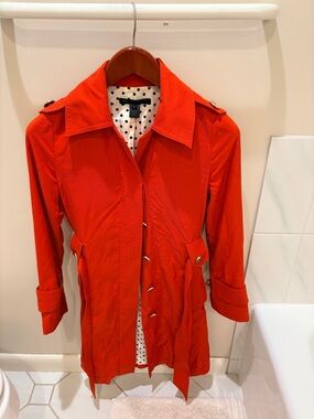 Marc By Marc Jacobs Red Trench Coat with Polka Dot Lining